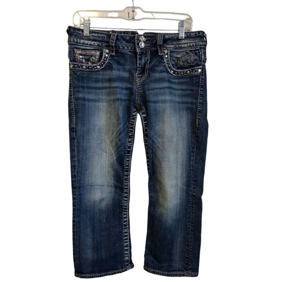 Vigoss Mid Rise Dark Wash New York Capri 7/8 - Picture 1 of 7
